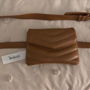 Elegant Brown Quilted Women's Belt Bag